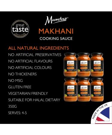 Mumtaz MAKHANI Indian Curry Cooking Sauce - Pack of 6 x 350g - Restaurant Quality At Home - Serves 4-5 - Buy Online on GoSupps.com