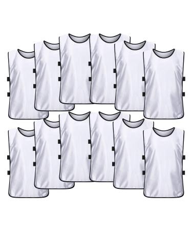 MTTYYD Scrimmage Practice Vests Kids Youth Adult Sports Pinnies Soccer Practice Jerseys Team Pennies(12 Pack) White