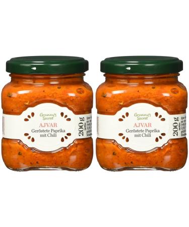Granny's Secret Ajvar Roasted Peppers with Chili - Original from Serbia (1 x 200 g) (Pack of 2) 200 g (Pack of 2)