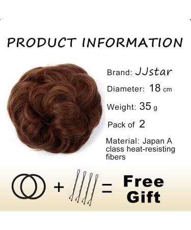JJstar 2PCS Medium Auburn Messy Bun Hair Pieces - Curly Fake Donut Updo Scrunchies for Women & Girls - High Heat Resistant Synthetic Fiber - Buy Online on GoSupps.com