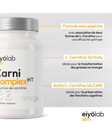 CARNI COMPLEX HT | 2 Sources: L-Carnitine Tartrate + ALCAR | Energy - Dry - Recovery | Pre-workout without Piperine Caffeine or Magnesium Stearate | Eiyolab - Buy Online on GoSupps.com