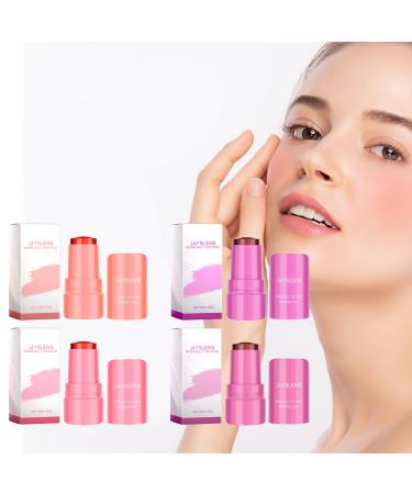 4PCS Jelly Blush Stick Set Milk Jelly Tint Blush Lip Stick Long Lasting Milk Jelly Blush Stick-1 000+ Swipes Per Stick Watercolor Finish Build Long Lasting Moisturizing Bar