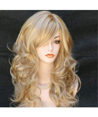 TIREOW Blonde Wavy Curly Long Wig for Women - Heat Resistant Fiber Costume Party Wig - International Shipping Available - Buy Online on GoSupps.com