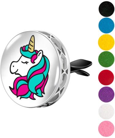 Wild Essentials Unicorn Essential Oil Car Vent Diffuser - Stainless Steel Locket Pendant with 8 Refill Pads | Customizable Aromatherapy Air Freshener - Buy Online on GoSupps.com