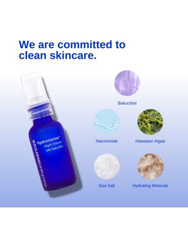 Michael Marcus Hydromarine Night Serum - Anti-Wrinkle & Skin Brightening for All Skin Types | Bakuchiol Niacinamide Peptides & Algae (30ml - Buy Online on GoSupps.com