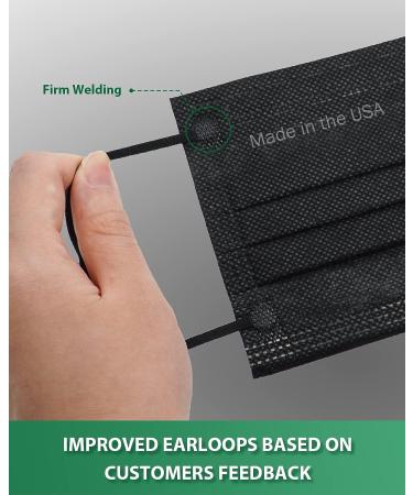 FriCARE Made in USA 4-ply Black Disposable Face Mask - Pack of 50 | ASTM Level 3 Performance Proven | ECOGUARD Technology | Third-Party Lab Tested - Buy Online on GoSupps.com