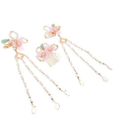FRCOLOR 1 Set Comb Flower Headpiece Hemfu Hair Clip Hair Clips with Flowers Wedding Headwear Long Hair Clips with Tassels Hanfu Hair Accessories for Children Temperament Hair Clip