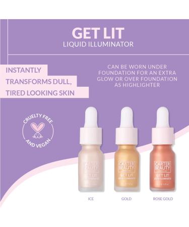 Carter Beauty Get Lit Liquid Illuminator - Vegan Rose Gold Highlighter, 0.3 oz - Buy Online on GoSupps.com