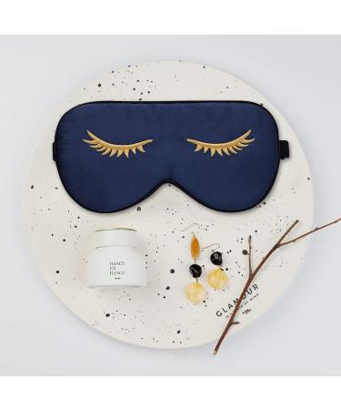 Townssilk Silk Sleep Mask - Adjustable Strap, Super Soft Eye Mask in Navy Blue Pattern 4 - Buy Online on GoSupps.com