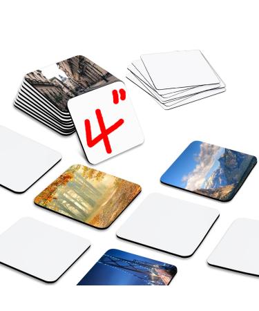 KLAQQED 4x4inches Sublimation Magnet Blanks Fridge Refrigerator Magnets Customized MDF Sublimation Blanks for Calendar DIY Decorative Square Large Sublimation Coaster Blank Bulks Products Wholesale 4x4 inches/10x10 cm