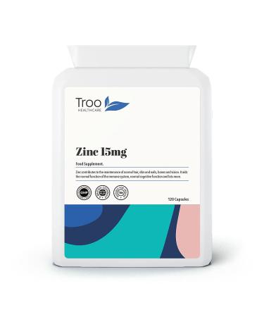 Zinc 15mg 120 Capsules - Essential Mineral Supplement for Immune System Support and Skin Hair & Nail Care