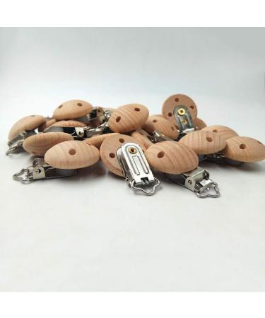 Alenybeby 10 Natural Beech Wood Pacifier Clips - 30mm Straps Holders with Charm for DIY Pearl Chains - Antique Style Baby Accessories - Buy Online on GoSupps.com