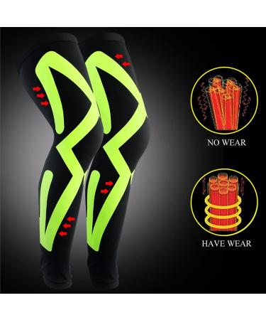 WIRUN Full Long Leg Compression Sleeves - Thigh High Stocking Support for Running, Basketball, Cycling, Gym - Green - X-Large - Buy Online on GoSupps.com