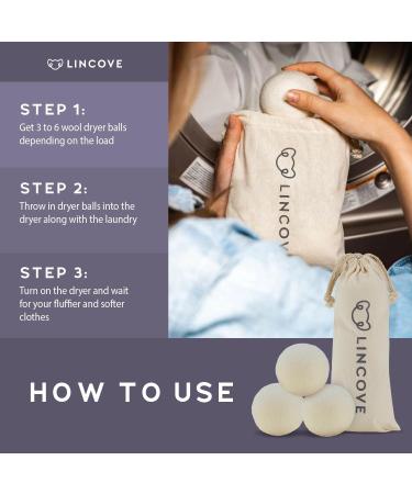 Wool Dryer Balls - 3 Pack | Natural Fabric Softener 100% Organic Reusable Anti-Static Baby Safe Hypoallergenic - Includes Lincove Storage Bag - Buy Online on GoSupps.com