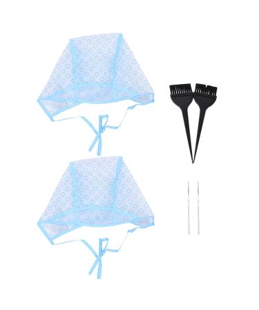 Kit de M ches pour Cheveux 6 Pi ces avec Bonnet de Coiffure Jetable Bleu et Noir Pinceau de Coloration Capillaire et Aiguille Crochet en Acier Inoxydable Accessoire
