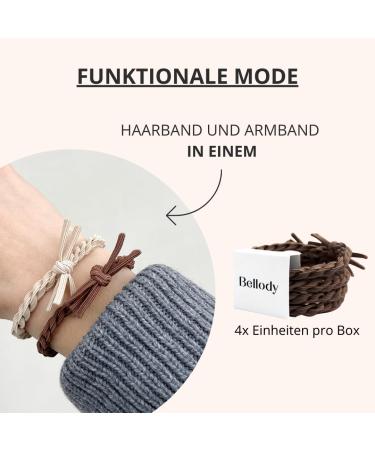 Bellody Original Hair Tie - Stylish Braided Hair Tie Set (4 - Mocha Brown) | Strong Hold Women's Hair Accessories - Buy Online on GoSupps.com