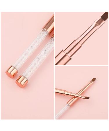2pcs Nail Art Clean Up Brushes - Rose Gold Metal Rhinestone Handle - DIY Design & Polish Mistake Cleaning - Nail Cleaning Brush - Buy Online on GoSupps.com