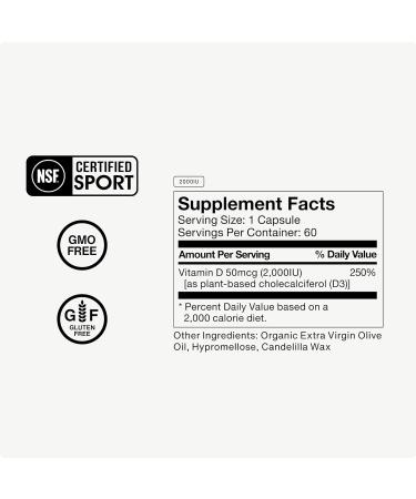 Momentous Vitamin D3 Supplement - 2 000 IU Capsules for Foundational Health Support - NSF Certified for Sport - Gluten-Free - 60 Servings - Buy Online on GoSupps.com