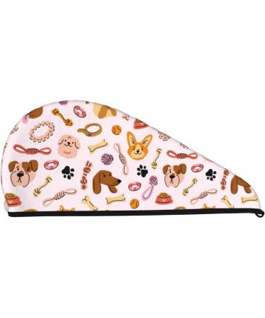 Cute Dog Microfiber Hair Towel - Super Absorbent Coral Velvet Wrap for Long Curly & Thick Hair | Quick Dry Beach Accessories for Pet Lovers - Buy Online on GoSupps.com