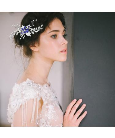 Blue Rhinestone Wedding Hair Comb - Bridal Hair Accessory for Brides and Bridesmaids - Buy Online on GoSupps.com