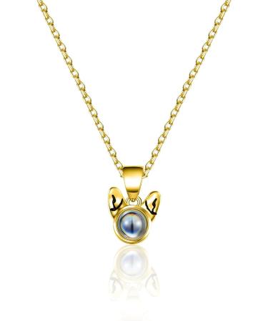 Personalized Photo Necklace Projection - Dog Charms & 100 Languages I Love You Gift for Dog Moms - Memorial Pet Jewelry in Gold - Buy Online on GoSupps.com