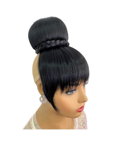 VAVANGA Hair Bun and Bang Set - Synthetic Quick Bun N Bang Clip for Black Women (#1B J072) - BUN-4 BANGs-10 - China Bang Hair Piece - Buy Online on GoSupps.com