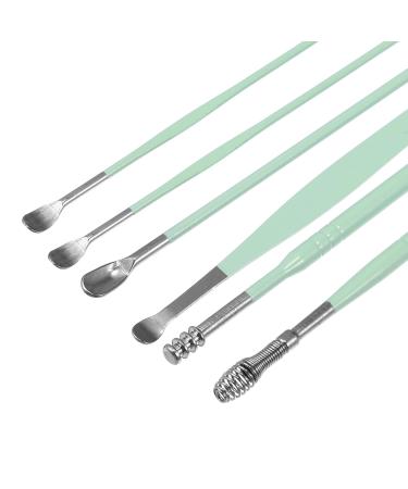 VOCOSTE 6Pcs Stainless Steel Ear Cleansing Tool Set with Faux Leather Packaging - Green - Buy Online on GoSupps.com