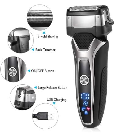 Wet Dry Rechargeable Electric Shaver for Men Facial Beard Electric Razor Stubble 3-Blade System Shaving Machine(Stand Alone Blade) - Buy Online on GoSupps.com