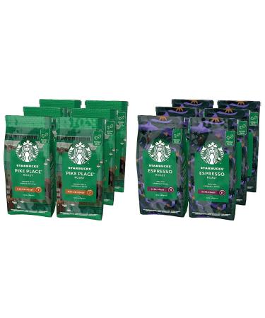 STARBUCKS Pike Place Roast Torr faction Ambr e Caf en Grains 200g (Pack de 6) & Espresso Roast Torr faction Brune Caf en Grains 200g (Pack de 6)