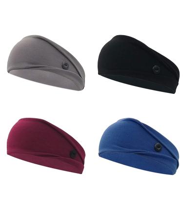 YONUF Women's Headbands with Button for Nurses & Doctors - Set of 4 Solid Colors - Buy Online on GoSupps.com