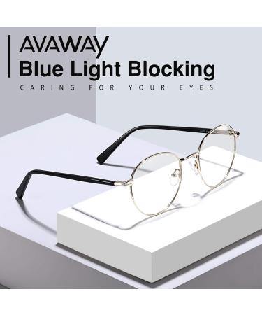 Avaway Women's Blue Light Filter Glasses - Vintage Round Metal Frames for PC Cell Phone & TV | Reduce Eye Strain & Protect Vision - Buy Online on GoSupps.com