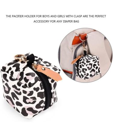 Toddmomy Leopard Print Leather Pacifier Holder Case | Stylish Storage for Toddlers & Small Children | Perfect for Diaper Bags & Strollers - Buy Online on GoSupps.com