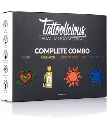 Tattoolicious Complete combo attach + refill + Sunscreen 50+ SPF + AFTER SUN- Care maintenance and sun protection for tattoos with organic active ingredients. - Buy Online on GoSupps.com