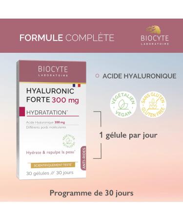 BIOCYTE Hyaluronic Forte - Anti-Aging & Skin Hydration Supplement - Hyaluronic Acid - 30 Capsules - 1 Month Program - Buy Online on GoSupps.com