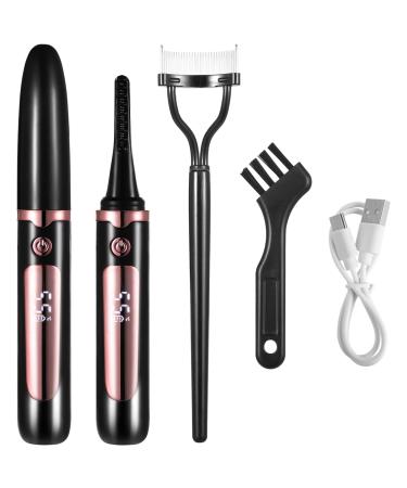 Heated Eyelash Curler with Combs Anti-Burn Electric Heated Lash Curler with 4 Temp Settings 30S Fast Heat Up 24 Hours Long Lasting Curling USB Rechargeable Makeup Tool