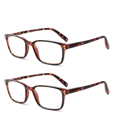 Cojwis reading glasses 2 Pack Blue Light block glasses Spring hinge anti -dizzy women and men light glasses (2 tortoiseshell 0.50 multiplier_x) 2 tortoiseshell 0.5 x