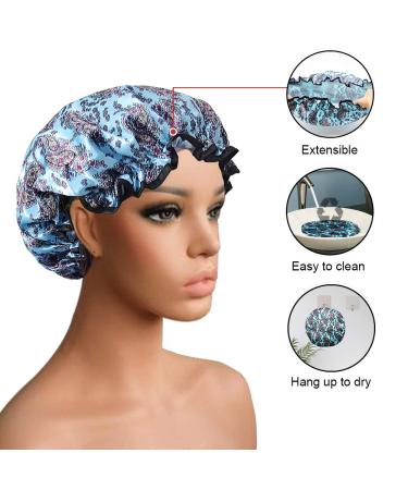 Luckindom 3 Pack Large Waterproof Shower Caps for Women - Adjustable & Reusable Bath Cap for Hair Protection - Buy Online on GoSupps.com