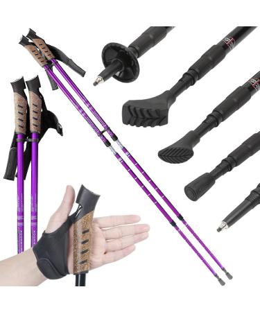 Melko walking sticks made of duraluminum 2-Set freely adjustable by telescopic system 65-135 cm total length red blue black violet