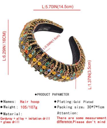 Minkissy Crystal Rhinestone Headband Glitter Headband Rhinestone Beaded Headband Padded Wide Hairband Wedding Christmas New Year Headwear for Women - Buy Online on GoSupps.com