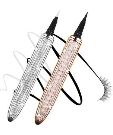 VINTORKY 2pcs Diamond Eyeliner Liquid Eye Liner Eyeliner Liquid Pen Lash Accessories Rose Gold Plated Assorted Color - Buy Online on GoSupps.com