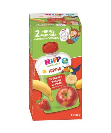 Hippis squeezing bag advantage pack strawberry banana in apple 100% organic fruits without added sugar 4 x 4 bags of 100 g H 8533 Earthb./Ban./Apfel 4x100g 100 g (16 Pack) Earthb./Ban./apfel - Buy Online on GoSupps.com