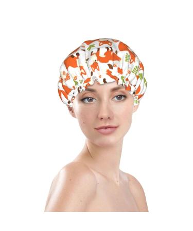 Cute Fox Waterproof Luxury Shower Cap for Women - Reusable Fashion Hat with Elastic - Ideal for Long, Short, Curly Hair (Color 10) - Buy Online on GoSupps.com