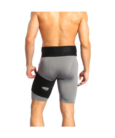 Groin Compression Wrap & Hip Thigh Support Brace | Adjustable Sciatica Wrap for Men & Women | Thigh Support for Sprains - Buy Online on GoSupps.com