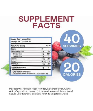 Gut Sweep - Daily Digestion Supplement - Psyllium Husk Fiber - Supports Appetite Control - Gluten Free & Plant Based - Keto & Paleo Friendly - 40 Servings - Mixed Berry - Buy Online on GoSupps.com