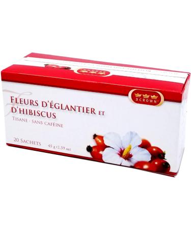 3 Crown Rosehip & Hibiscus Flowers Tea 20 Bags - Pack of 3 (60 Bags) - Buy Online on GoSupps.com