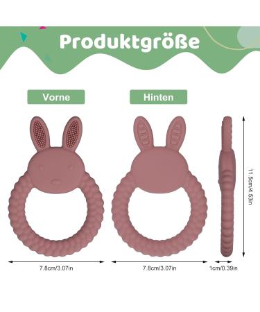 FIRDINK Silicone Baby Bite Rings - 2 Pack Teething Toys for Gums Relief & Massage | Rabbit Design - Buy Online on GoSupps.com