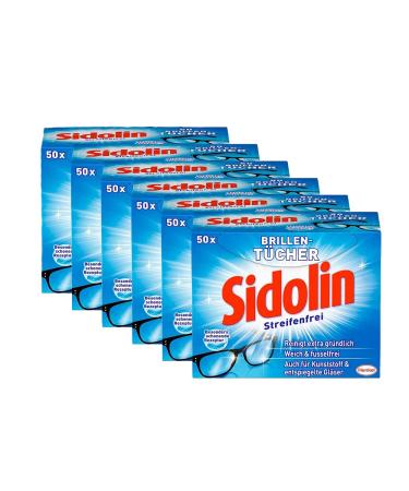 Sidolin glasses cleaning cloths 300 (6 x 50) pieces moist cleaning cloths for glasses displays screens 50 pieces (pack of 6)