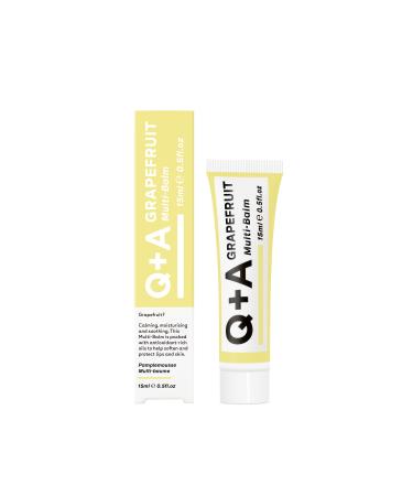Q+A Grapefruit Multi-Balm - Jojoba Cocoa Butter and Grapefruit Infused - Hydrates Lips Protects Cuticles Soothes Dry Patches - Versatile Moisturising Solution for Nourished and Healthy Skin 15ml