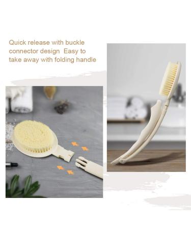3-in-1 Foldable Bath Body Brush Set with Long Handle, Pumice Stone, Loofah Sponge, and Scrubber - White - Buy Online on GoSupps.com