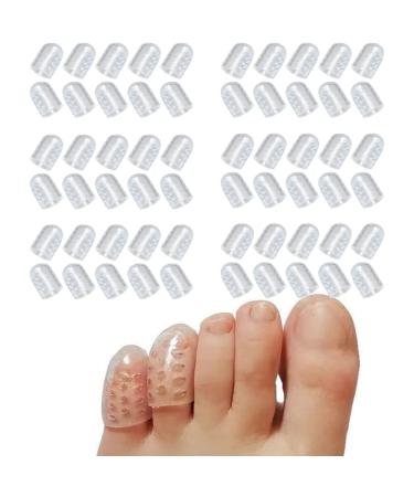 Silicone Anti-Friction Toe Protector Gel Toe Protectors Breathable Toe Covers Toe Sleeves for Corns Blisters and Ingrown Toenails - Little Toe Protectors Caps Guards (60 Pcs)